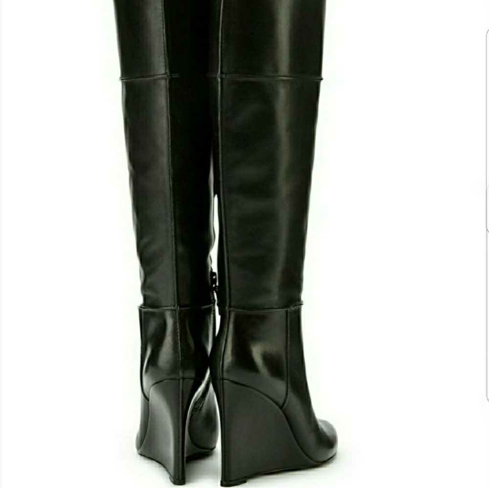 Tory burch linette wedge black boots